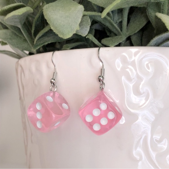 New Dice Lucky Earrings Games Casino Novelty D and D Party Vegas Various Colours - Picture 5 of 6